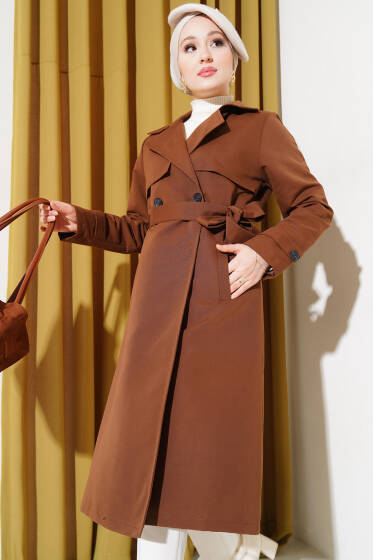 Kuşaklı Araboy Trenç Kahve - Trençkot