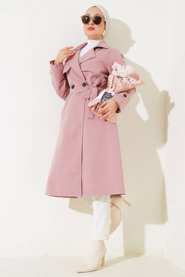 Kuşaklı Araboy Trenç Pudra - Trençkot