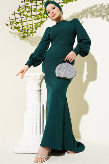 Kuşaklı Balık Elbise Zümrüt - Elbise