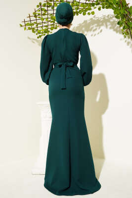 Kuşaklı Balık Elbise Zümrüt - Tesettür Elbise
