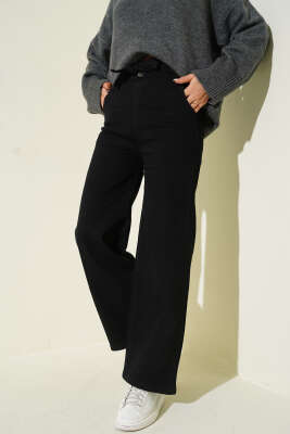 Kuşaklı Beli Lastikli Kot Pantolon Siyah - MUSTİ