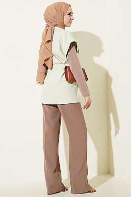 Kuşaklı Blazer Yelek Çağla Yeşili - Yelek