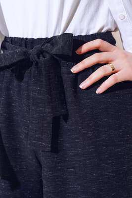Kuşaklı Bol Paça Pantolon Siyah - 300-500 TL Ürünler