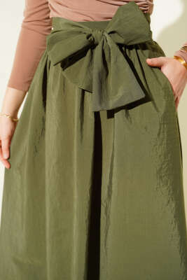 Kuşaklı Çan Etek Haki - Etek