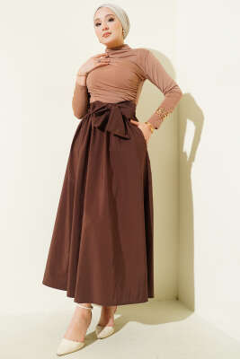 Kuşaklı Çan Etek Kahve - Etek
