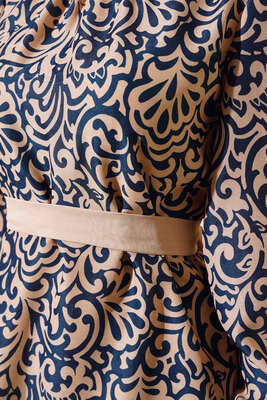 Kuşaklı Desenli İkili Takım Lacivert - İkili Takım