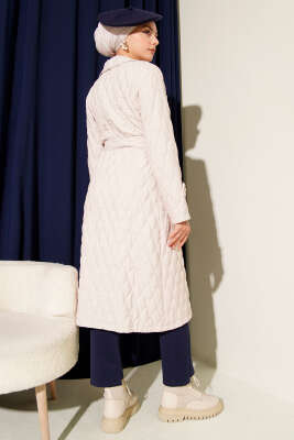 Kuşaklı Kapitone Kap Bej - Dış Giyim&Mont