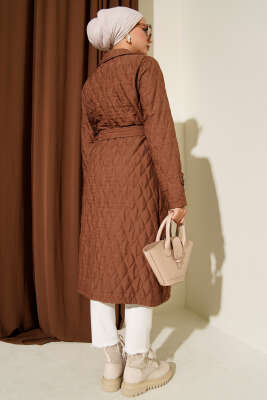 Kuşaklı Kapitone Kap Kahve - Dış Giyim&Mont