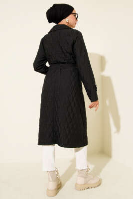 Kuşaklı Kapitone Kap Siyah - Dış Giyim&Mont