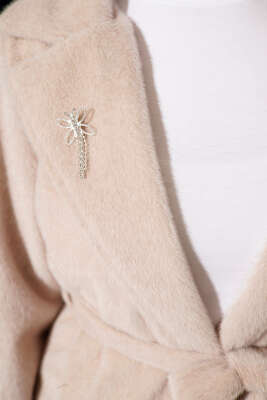 Kuşaklı Kaşe Kaban Bej - Kaban