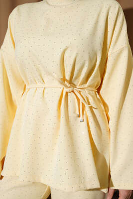 Kuşaklı Mini Taşlı İkili Takım Sarı - İkili Takım