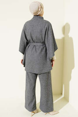 Kuşaklı Panço İkili Takım Füme - İkili Takım