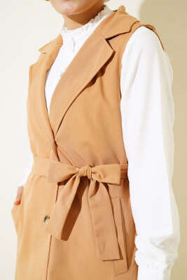 Kuşaklı Sıfır Kol Trençkot Camel - 700-1000 TL Ürünler
