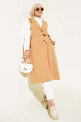Kuşaklı Sıfır Kol Trençkot Camel - 700-1000 TL Ürünler