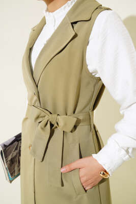 Kuşaklı Sıfır Kol Trençkot Su Yeşili - 700-1000 TL Ürünler