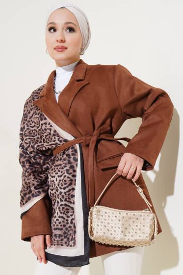 Kuşaklı Süet Blazer Ceket Kahve - Ceket