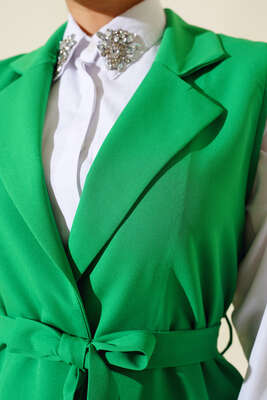 Kuşaklı Uzun Yelek Benetton - Yılın Fırsatı