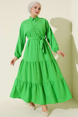 Kuşaklı Yarım Düğmeli Kat Elbise Benetton - AGAS TEKSTİL