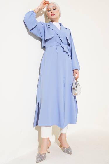 Kuşaklı Yazlık Kap Mavi - Dış Giyim&Mont