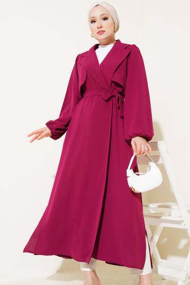 Kuşaklı Yazlık Kap Mürdüm - Dış Giyim&Mont