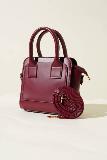 Kutu Model El Çanta Bordo - Kol Çantası