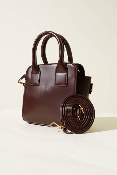 Kutu Model El Çanta Kahve - Kol Çantası