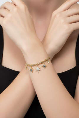 Kutup Yıldızı Salkımlı Bileklik Gold - KONYALI BİJUTERİ