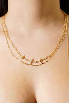 Kutup Yıldızılı Çoklu Kolye Gold - DEMİR BİJUTERİ