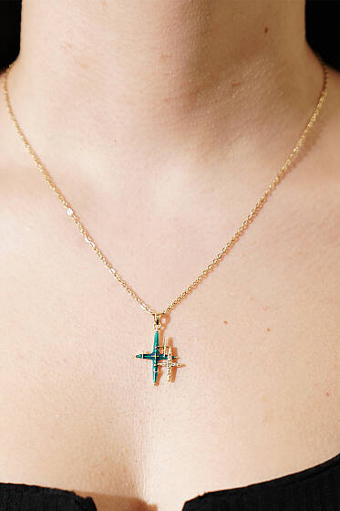 Kuzey Yıldızı Figürlü Kolye Gold - Kolye