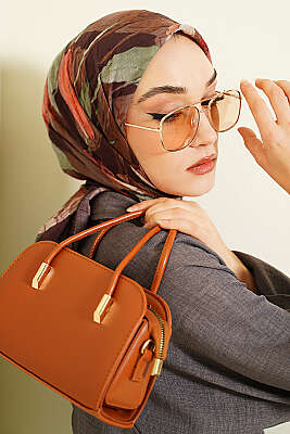 Lale Desen Bambu Kraş Eşarp Acı Kahve - VERTU (NYD TEKSTİL)