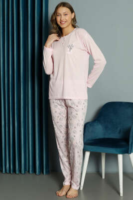 Lale Desen Viskon Pijama Takımı Pembe - Pijama