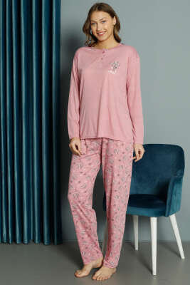 Lale Desen Viskon Pijama Takımı Pers Gülü - Kadın Pijama Takımı