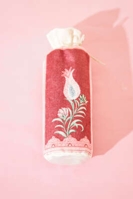 Lale Motifli Keseli Seccade Bordo - SECCADE