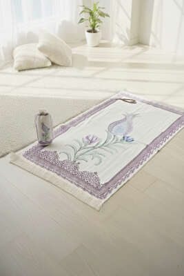 Lale Motifli Keseli Seccade Mor Bej - MİSS İPEK