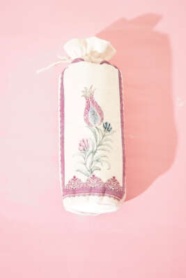 Lale Motifli Keseli Seccade Mor Bej - SECCADE