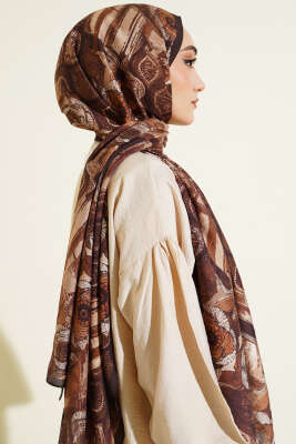 Lalezar Desen Modal Şal Acı Kahve - Başörtüsü