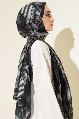 Lalezar Desen Modal Şal Antrasit - Başörtüsü