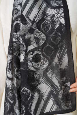 Lalezar Desen Modal Şal Antrasit - Başörtüsü