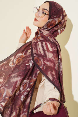 Lalezar Desen Modal Şal Bordo 