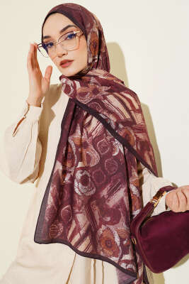 Lalezar Desen Modal Şal Bordo - Yılın Fırsatı