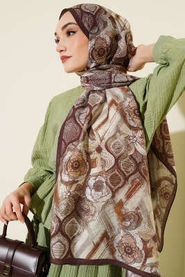 Lalezar Desen Modal Şal Kahve - Başörtüsü