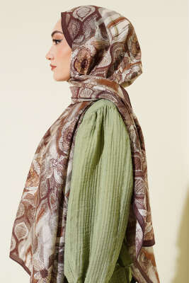 Lalezar Desen Modal Şal Kahve - Başörtüsü