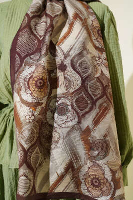 Lalezar Desen Modal Şal Kahve - Başörtüsü