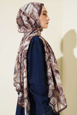 Lalezar Desen Modal Şal Kestane - Başörtüsü