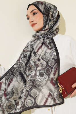 Lalezar Desen Modal Şal Siyah - VERTU (NYD TEKSTİL)