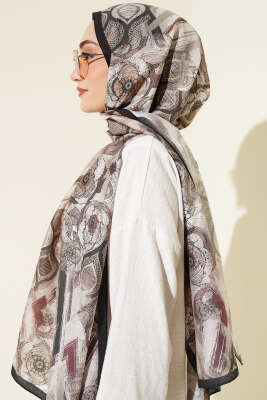Lalezar Desen Modal Şal Siyah Bej - Yılın Fırsatı