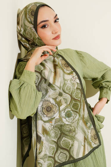 Lalezar Desen Modal Şal Zümrüt - Başörtüsü