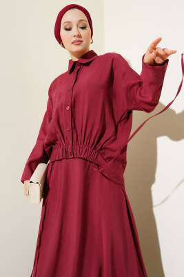 Lastik Detaylı Etekli İkili Takım Bordo - 500-700 TL Ürünler