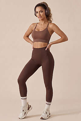 Lastikli Askılı Büstiyer Kahve - Sporcu Sütyeni 