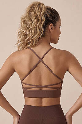 Lastikli Askılı Büstiyer Kahve - Sporcu Sütyeni 